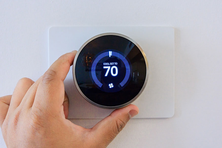 Installed thermostat set to 70 degrees